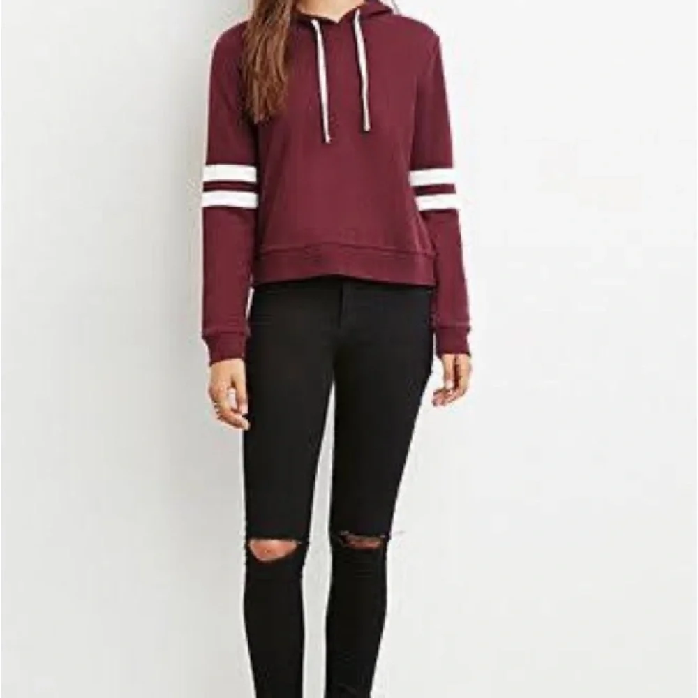 Forever 21 XXI Maroon Varsity Hoodie Sweatshirt Size S - Picture 2 of 6